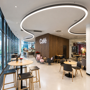 Luminaire linéaire LED incurvé en aluminium, forme en S, lustre LED personnalisable, lampe suspendue connectable pour bureau, centre commercial, salle de sport, café - Product Image 5