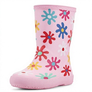 Stivali da <span class=keywords><strong>pioggia</strong></span> classici alti fino al ginocchio per <span class=keywords><strong>bambina</strong></span>, in gomma, con stampa floreale multicolore rosa, taglia 8 per bambini piccoli - Product Image 3