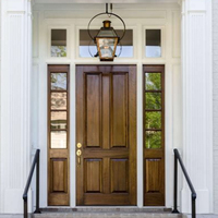 Porte en bois de patio résidentielle personnalisée en usine, porte double principale, design de porte double en bois