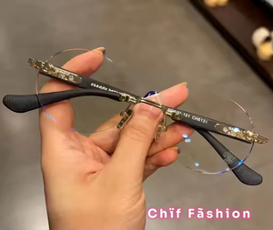 חדש וינטג אולטרה בהיר משקפיים שטוחים מסגרת מחורר עורב עורב עיצוב אופנה לכל-התאמה לגברים נשים - Product Image 2