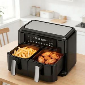 Four électrique moderne 10L avec friteuse à air numérique, carré, en plastique, sans huile, revêtement antiadhésif, usage domestique, 1800/2400W, cuisson économe en énergie - Product Image 4