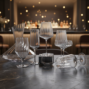 Verres à pied haut en <span class=keywords><strong>cristal</strong></span> à facettes, style nordique et allemand, à rayures verticales, pour vin rouge, <span class=keywords><strong>blanc</strong></span> et <span class=keywords><strong>champagne</strong></span> – Luxe créatif - Product Image 1