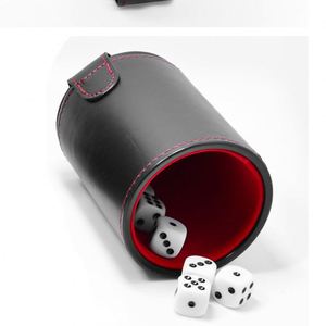 PU Leather Dice <b>Cup</b> for Board Games Felt Lined Professional Dice <b>Cup</b> Quiet <b>Shaker</b> <b>Cups</b> with Lid Includes 6 Dot Dice - Product Image 1