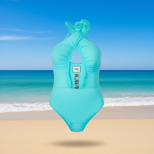 Costume da bagno intero HDJ con controllo pancia, tinta unita, scollo asimmetrico, vestibilità aderente, taglie 40 42 44 46 - Product Image 2