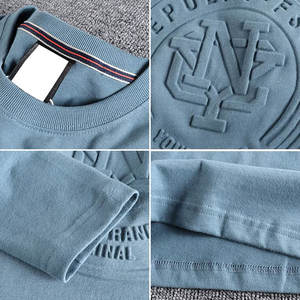 OEM personalizado moda hombres liso camisetas algodón manga corta logotipo en relieve OEM personalizado de alta calidad 100% algodón camisetas - Product Image 4