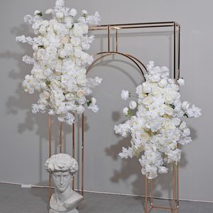 Fila de flores de seda de alta calidad, mezcla de rosas, orquídea colgante, corredor de flores blancas para Arco, decoraciones de boda - Product Image 5