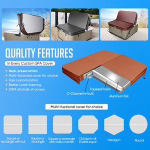 <span class=keywords><strong>Couverture</strong></span> de <span class=keywords><strong>spa</strong></span> TSPK au design moderne, certifiée ASTM, avec couvercle en cuir pour piscines et spas extérieurs, motifs ronds/carrés, garantie 1 an - Product Image 3