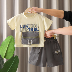 Conjunto de Ropa para Niño Estilo Coreano de Moda Verano 2025 con Camiseta de Manga Corta y Bolsillo Grande para Bebés de 1 a 5 Años - Product Image 3