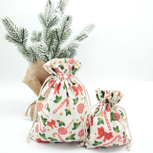Customizable Christmas Elements Printed Drawstring Gift <b>Bags</b>, Holiday Party Gift Packaging, Jewelry and Accessories Storage <b>Bags</b> - Product Image 6