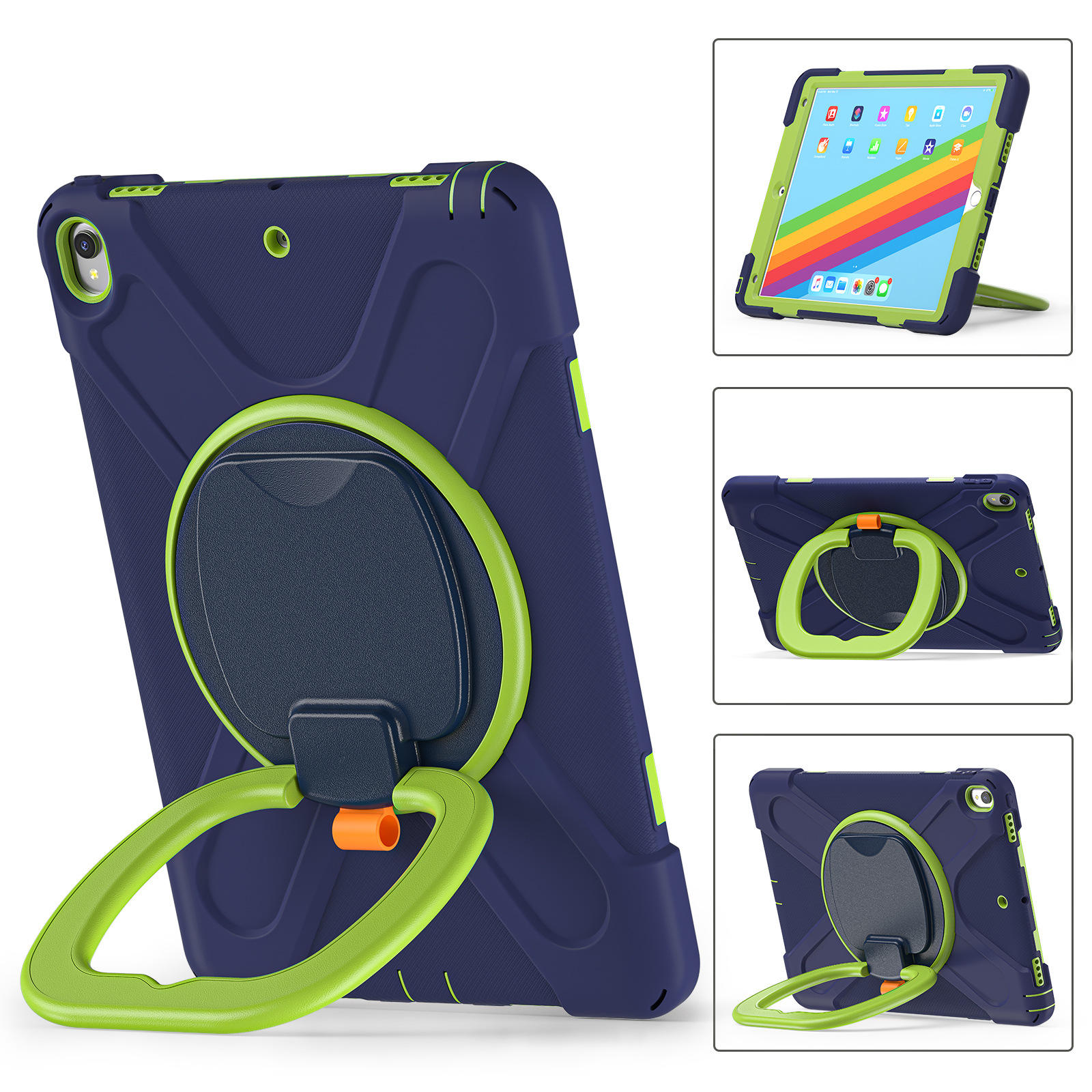 Navy blue yellow green