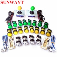 Kit de bricolage pour borne d'arcade à délai nul pour bouton poussoir LED 5V + joystick ZIPPY 2/4/8 directions + boutons COIN pour 1 et 2 joueurs Encodeur USB vers PC