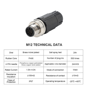 Không thấm nước M12 hàng không kết nối 5 Pin PG7/pg9-thẳng cắm với Hàn Nam/Nữ Cáp đầu lắp ráp - Product Image 6