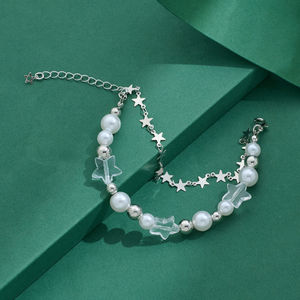 Pulsera de Perlas con Estrella de Cristal Harajuku Y2K, Pulsera de Doble Capa con Cuentas, Estilo Vintage, para Mujer, Regalo de Joyería - Product Image 2