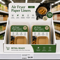 Lot multi-paquets : Doublures carrées écologiques et enduites pour friteuse à air, 5 pouces, marron (100/125/150 pièces) pour le pain - Prix de gros