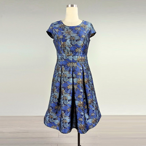 Robe longue bleue florale pour femme, manches courtes, grandes tailles, ensembles de vêtements pour femmes, tenue de cérémonie - Product Image 1