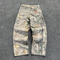 Pantalon en jean pour homme, style rétro américain, camouflage de chasse, imprimé branches d'arbre, délavé, coupe ample et large