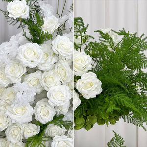 ซุ้มดอกไม้ประดิษฐ์กุหลาบและดอกโบตั๋นสีขาวหรูหราจากผ้าไหม สำหรับตกแต่งโต๊ะกลางงานแต่งงานและฉากหลัง - Product Image 4