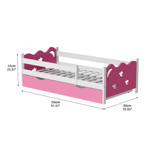 Pink And White <b>Kids</b> Bed With <b>Storage</b> Drawers For Girls Bedroom Furniture - Product Image 3