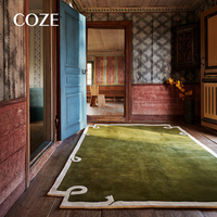 Tapis tufté vert de style nordique pour salon et chambre à coucher, ensemble de tapis