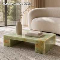 Table basse en onyx vert, meubles de salon de luxe en pierre naturelle, table centrale rectangulaire en marbre poli pour maison moderne