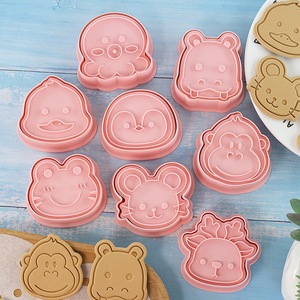 Lindo gato conejito cerdo oveja Tigre prensa moldes para galletas de azúcar <span class=keywords><strong>Fondant</strong></span> hornear pastel herramientas 3D cabeza de Animal de dibujos animados cortador de galletas conjunto - Product Image 3