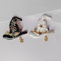 Rétro Halloween Citrouille Sorcière Étoile Chapeau Broche Femmes Personnalisé Mode Creative Cartoon Corsage Pin Vêtements Accessoires