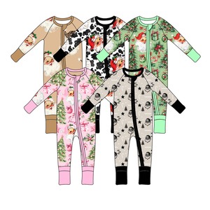 Pyjamas pour enfants Qingli OEM sans droits de douane, barboteuses en bambou, vêtements personnalisés pour nouveau-nés, barboteuses à manches longues en bambou pour bébés - Product Image 3