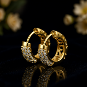 Orecchini a Cerchio di Lusso in Oro per Donne, Placcati in Oro 18K con Cristalli e Strass, Gioielli per Uso Quotidiano - Product Image 2