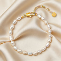 Bracelet en acier inoxydable 316L, chaîne dorée, imitation perles, minimaliste, élégant, délicat, réglable, cadeau, style Y2K, bijoux