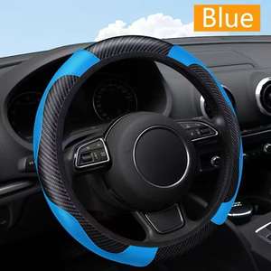 Nueva Funda de <span class=keywords><strong>Volante</strong></span> de Cuero de Poliuretano con Fibra de Carbono Universal para Accesorios Interiores de Lujo con Forro Antideslizante - Product Image 4