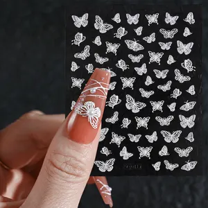Белая сказочная Бабочка Мягкая рельефная наклейка для дизайна ногтей 5D клейкая наклейка для украшения Аксессуары