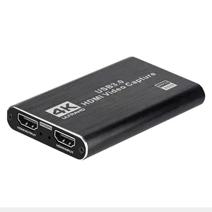 Kartu Perekam Video Audio 4K USB 3.0, Perangkat Perekam Video untuk PS4 HDTV Game Kamera Perekam Streaming Langsung