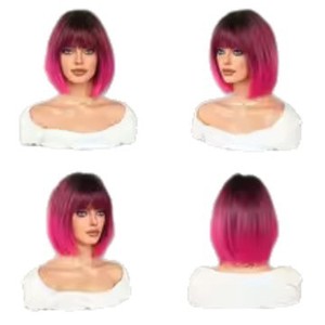 Coup de cœur : Coiffure <span class=keywords><strong>courte</strong></span> bob pour femme, style européen et américain, <span class=keywords><strong>avec</strong></span> <span class=keywords><strong>frange</strong></span> soignée, en fibre synthétique haute température, idéale pour les fêtes. - Product Image 1