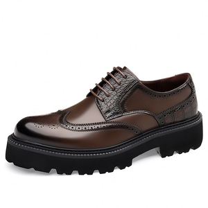 Chaussures habillées en cuir véritable Brock pour hommes, à bout carré et lacets, idéales pour l'été, les mariages et le bureau, respirantes - Product Image 4
