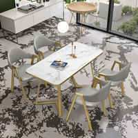Table à manger rectangulaire de luxe simple de style nordique, combinaison de chaises modernes pour salon de thé au lait, pour petit appartement, usage domestique