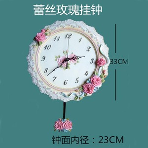 Đồng Hồ Quả Lắc Treo Tường Trang Trí Phòng Khách, Đồng Hồ Quả Lắc Trang Trí Nhà Cửa Bằng Nhựa Resin Rose Mute Thủ Công Sáng Tạo - Product Image 2