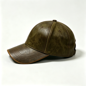 Gorra de Béisbol Vintage de Cuero Sintético Unisex, Clásica de 6 Paneles, de Cuero PU Desgastado, Deportiva, con Letras, Ajustable, para Uso Diario al Aire Libre - Product Image 4