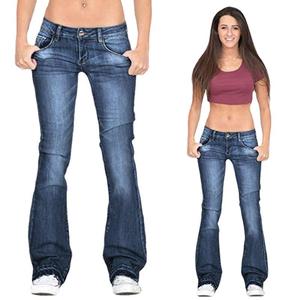 Jeans da donna Skinny svasato tinta unita Jeans <span class=keywords><strong>a</strong></span> <span class=keywords><strong>vita</strong></span> <span class=keywords><strong>bassa</strong></span> Denim Stretch Bottom Flare Pants pantaloni - Product Image 6