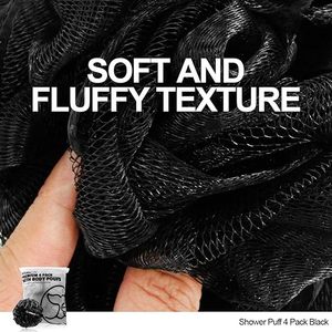 Loofah <b>Bath</b> Sponges - Black Gentle Exfoliating Shower Loofah for Rich Lather, Durable Mesh Body Scrubber for Men & Women 4 Pack - Product Image 6