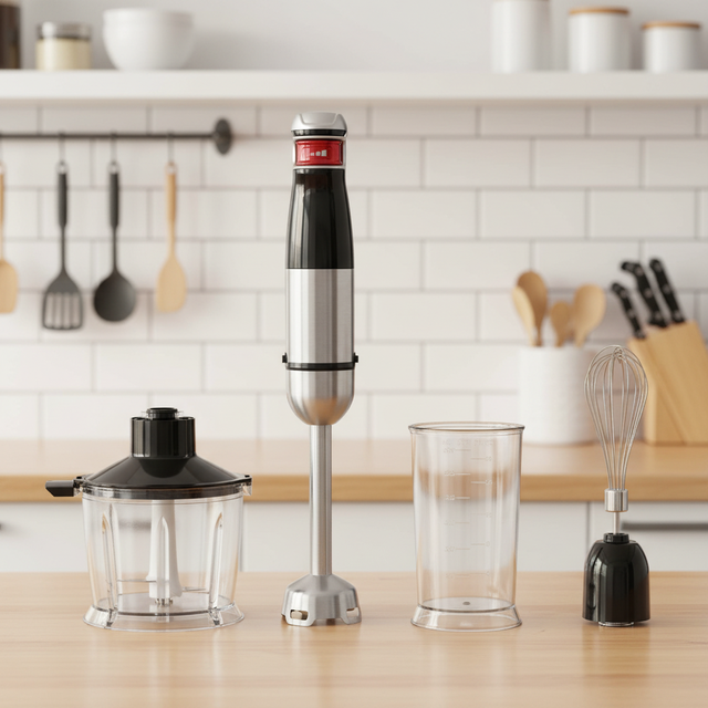 1200W 15000RPM Hand Blender 4 Blades BPA-Free Plastic Dishwasher-Safe Accessories Immersion Stick Blender for Household