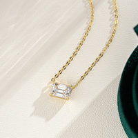 Collar con Colgante Rectangular de Plata de Ley 925 con Moissanita de 1 Quilate, Corte Esmeralda, para Fiesta o Aniversario