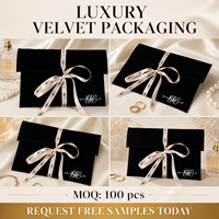 Pochette d'emballage haut de gamme en suède noir pour accessoires capillaires, avec impression de logo personnalisé, sac anti-poussière en velours pour vêtements