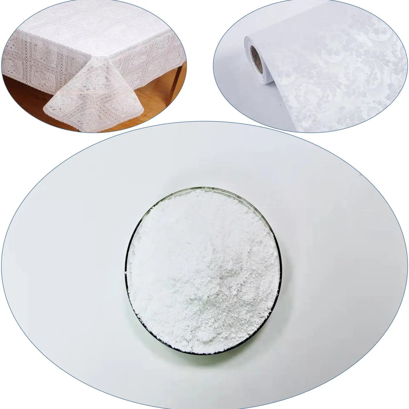 عامل مساعد كيميائي يُستخدم مثبتات الكالسيوم والزنك مع الاستقرار الحراري الجيد على نطاق واسع في منتجات مفرش المائدة.