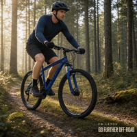 Vélo de montagne en alliage avec fourche à suspension avant, freins à disque, transmission multi-vitesses, pneus à crampons, vélo de montagne à cadre rigide