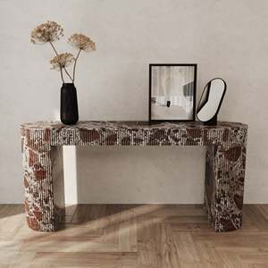 Mesa Consola de Mármol Acanalado Ballagio Rosso Levanto de KUMUSI FURNITURE - Product Image 1