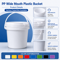 Cubo Redondo de Plástico PP Personalizado OEM con Tapa, 1L-20L, Grado Alimenticio, Impresión de Logotipo Multicolor, Fabricante con Certificación ISO9001