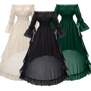 Robe de princesse médiévale Renaissance victorienne steampunk pour femmes, costume d'<span class=keywords><strong>Halloween</strong></span> WDEC-046 - Product Image 1