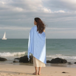 OEM ODM Super grande telo mare 100*180cm turco a righe ad asciugatura rapida con nappa in microfibra - Product Image 1