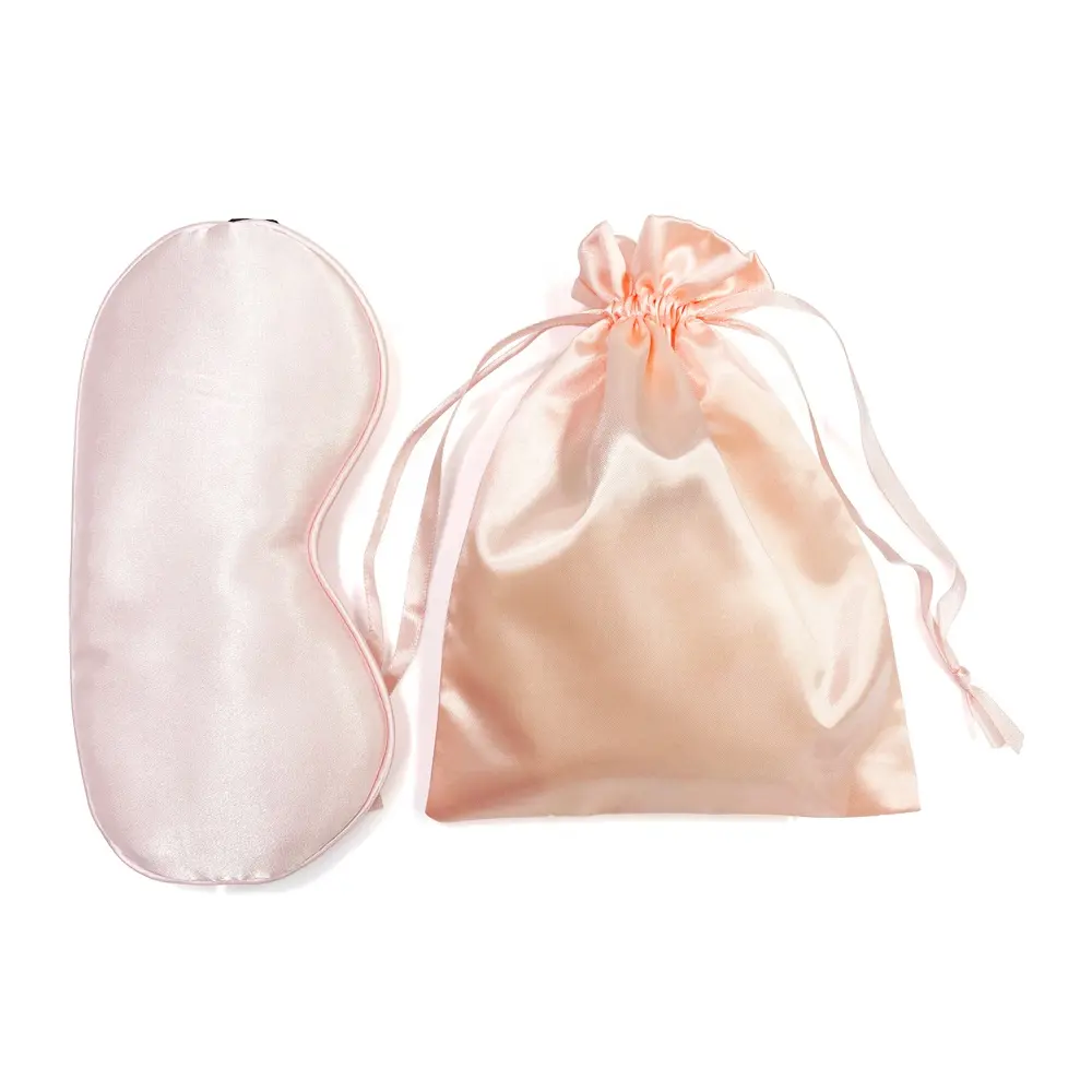 Hot Selling Silk Eye Mask Set with Satin Pouch Adjustable Size Sleep Eye Cover Blindfold