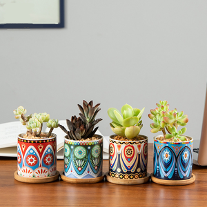 <span class=keywords><strong>Pot</strong></span> <span class=keywords><strong>de</strong></span> fleurs miniature personnalisé en céramique, motif géométrique coloré, petits pots pour plantes succulentes - Product Image 2